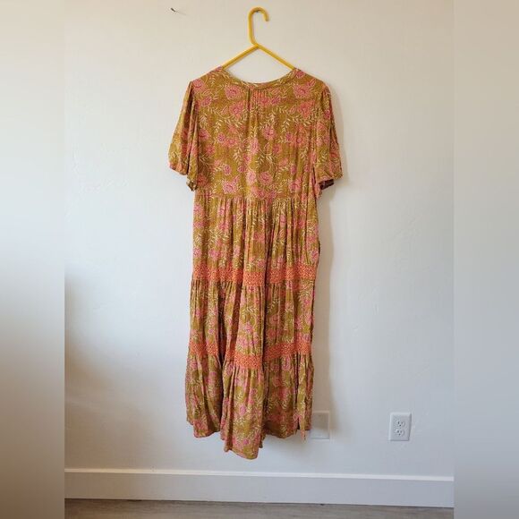 Downeast Floral Tiered Maxi Dress Bohemian Gypsy Hippie Cottage Prairie Large - Picture 12 of 14